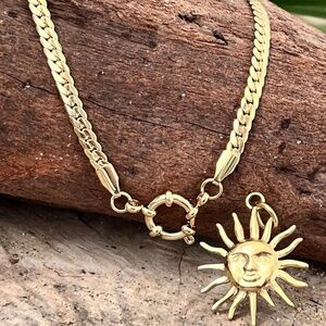 18K Gold Plate Snake Necklace Charm Pendant Holder Stainless Steel Unisex